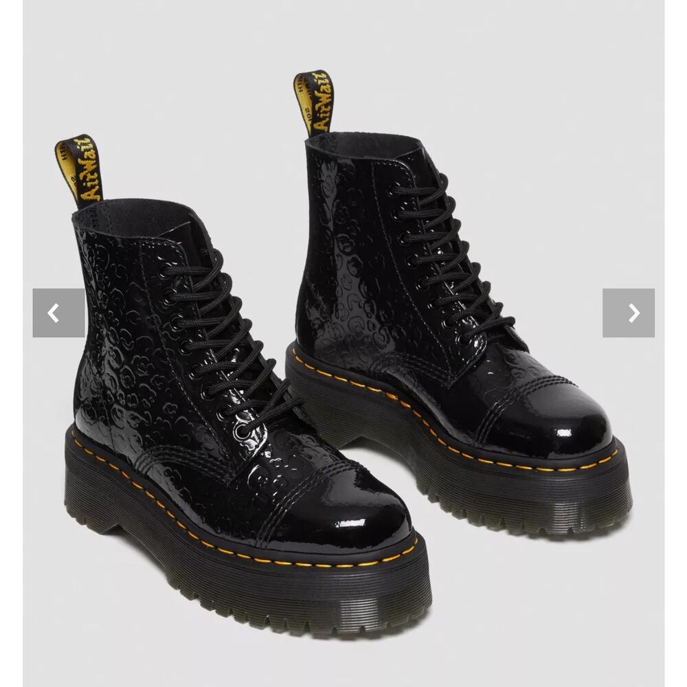 Dr Martens Sinclair Leopard Emboss Patent Leather Platform Boots NEW Size 7